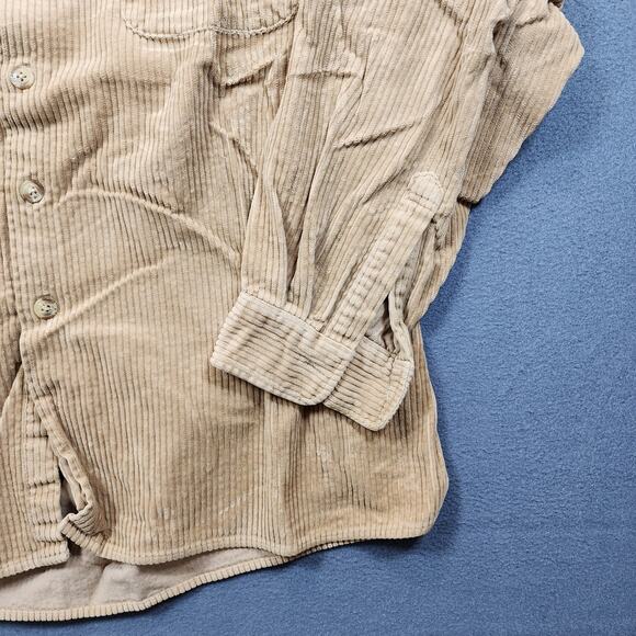 Vintage Common Man Dale Waters Corduroy Shirt Shacket Large Tan Wide Wale Woods - Picture 8 of 12
